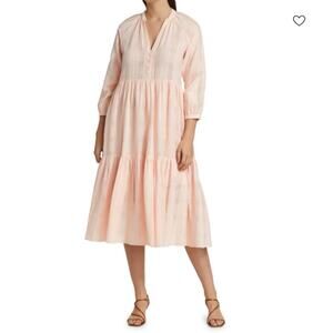 Veronica Beard Dress Womens Small Sarita Tiered Midi Pink Minimalist Boho Chic